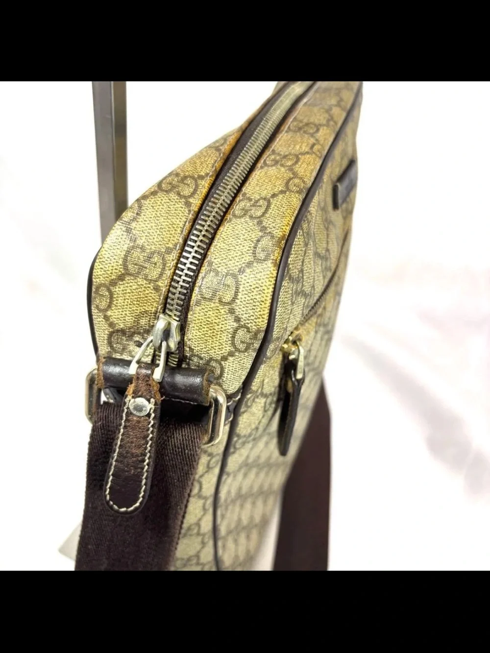 Gucci Brown/Tan Monogram Messenger Bag